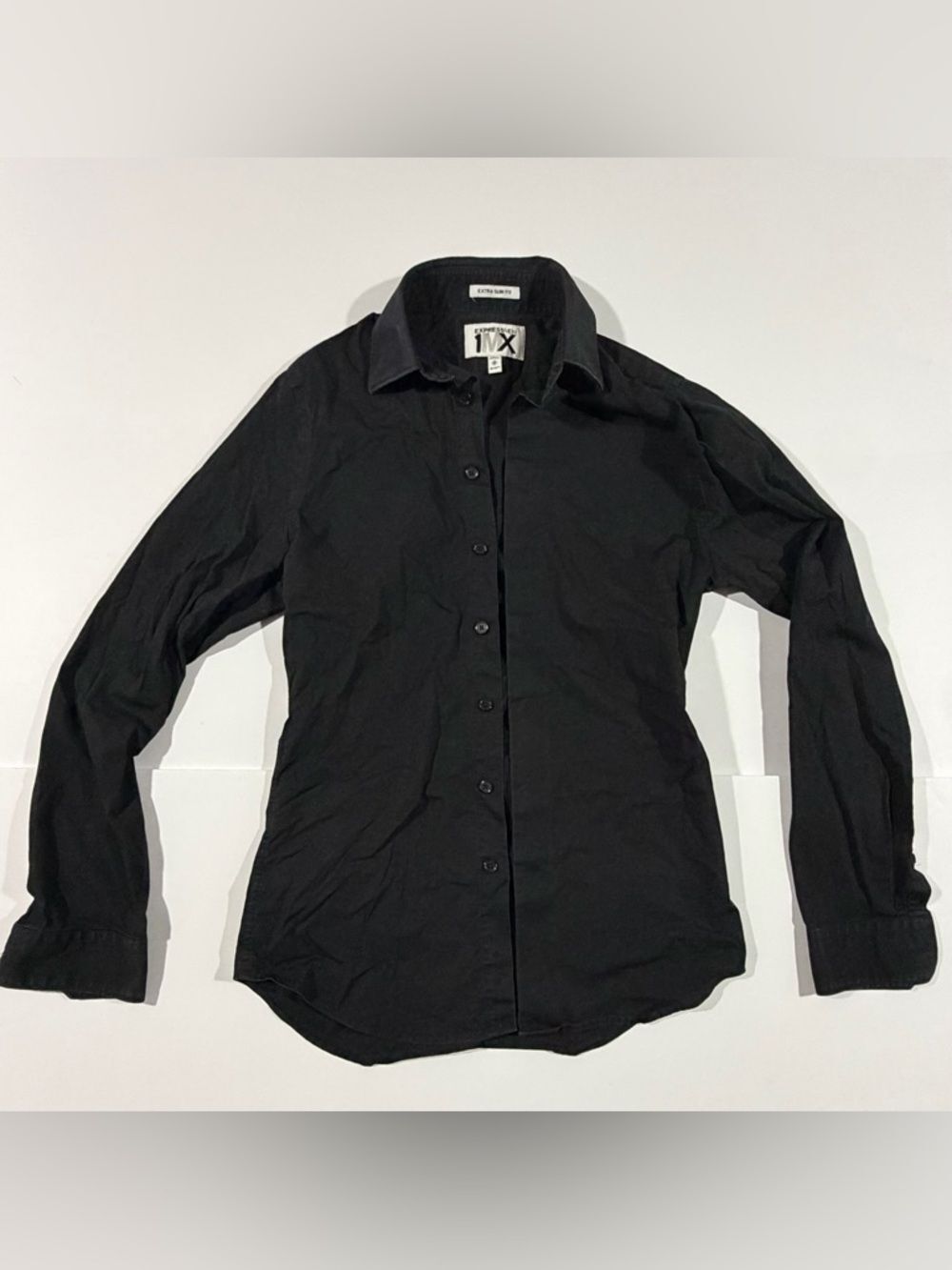 Express Men’s Black Long-Sleeve Button-Up Shirt